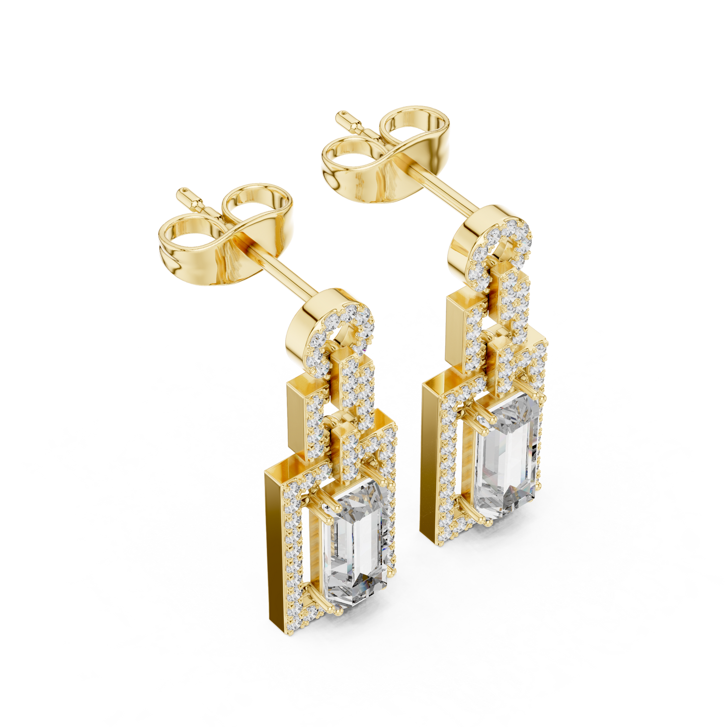 Sophisticated Gold Drops • Emerald Cut Dangles • Chic Party Jewelry - Geometric Dangle Wedding Gift