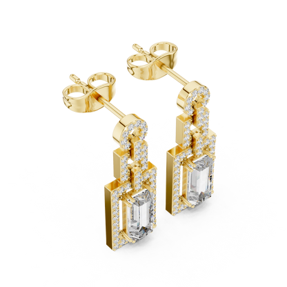 Sophisticated Gold Drops • Emerald Cut Dangles • Chic Party Jewelry - Geometric Dangle Wedding Gift