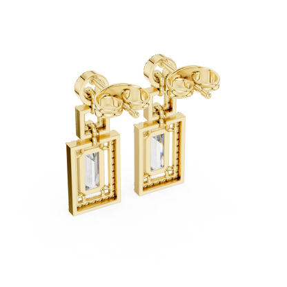 Sophisticated Gold Drops • Emerald Cut Dangles • Chic Party Jewelry - Geometric Dangle Wedding Gift