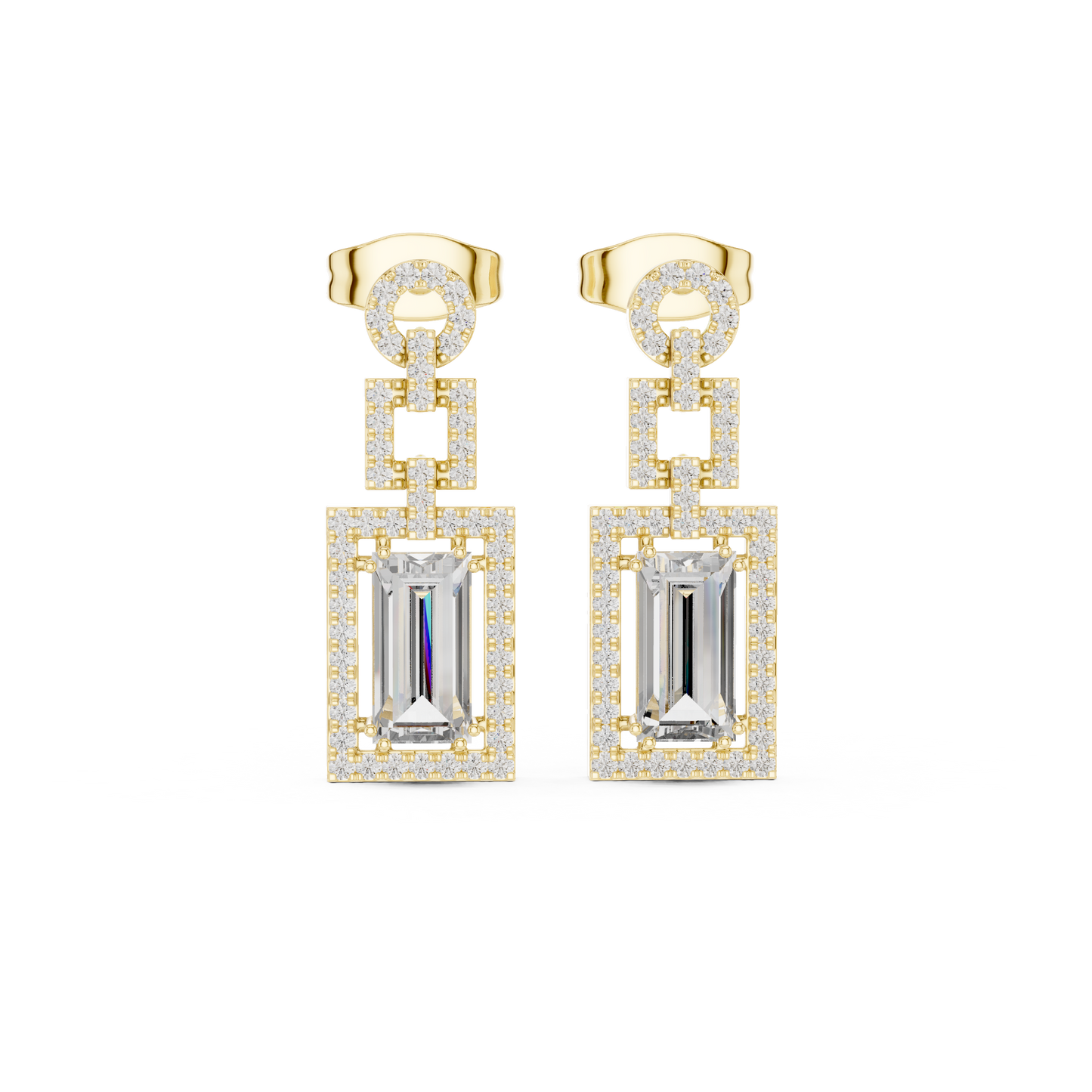Sophisticated Gold Drops • Emerald Cut Dangles • Chic Party Jewelry - Geometric Dangle Wedding Gift