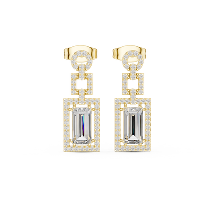 Sophisticated Gold Drops • Emerald Cut Dangles • Chic Party Jewelry - Geometric Dangle Wedding Gift