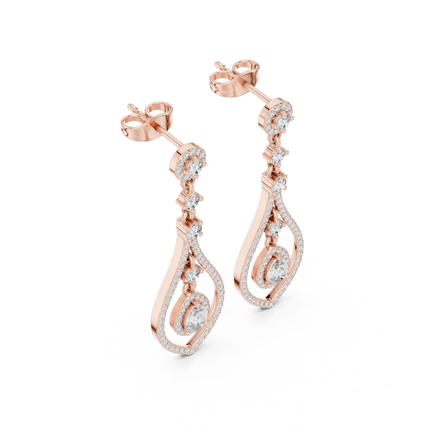 Elysian Orbit Diamond Earrings • Double-Halo Teardrop Drops • Modern Bridal Dangle Jewelry