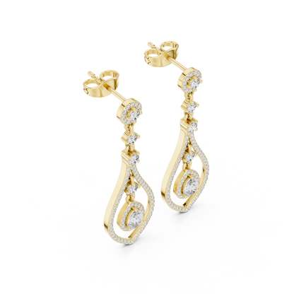 Elysian Orbit Diamond Earrings • Double-Halo Teardrop Drops • Modern Bridal Dangle Jewelry