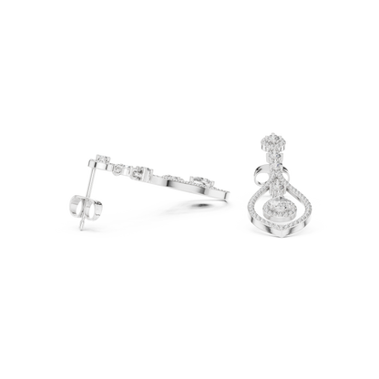 Elysian Orbit Diamond Earrings • Double-Halo Teardrop Drops • Modern Bridal Dangle Jewelry