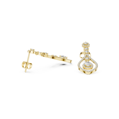 Elysian Orbit Diamond Earrings • Double-Halo Teardrop Drops • Modern Bridal Dangle Jewelry