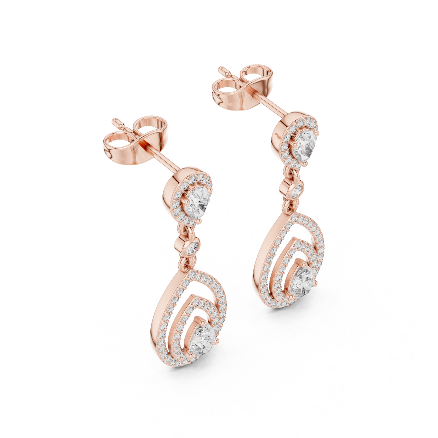 Opulent Halo-Framed Pear Diamond Dangles • Sculpted Luxury Earrings • Elegant Gift for Her