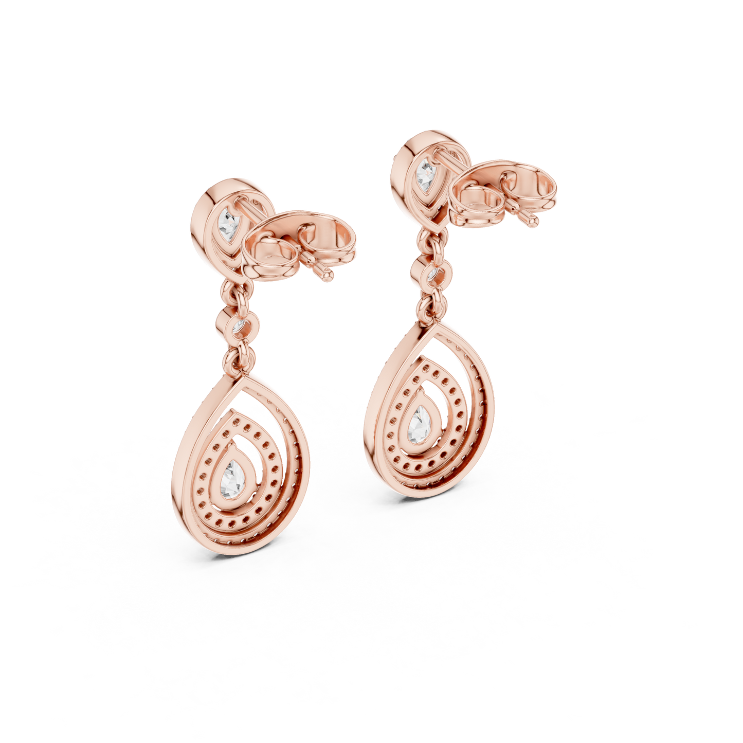 Opulent Halo-Framed Pear Diamond Dangles • Sculpted Luxury Earrings • Elegant Gift for Her