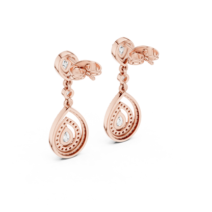 Opulent Halo-Framed Pear Diamond Dangles • Sculpted Luxury Earrings • Elegant Gift for Her