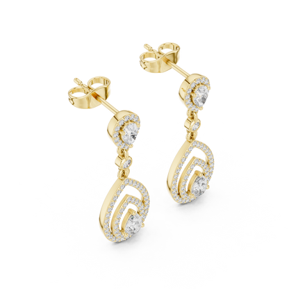 Opulent Halo-Framed Pear Diamond Dangles • Sculpted Luxury Earrings • Elegant Gift for Her