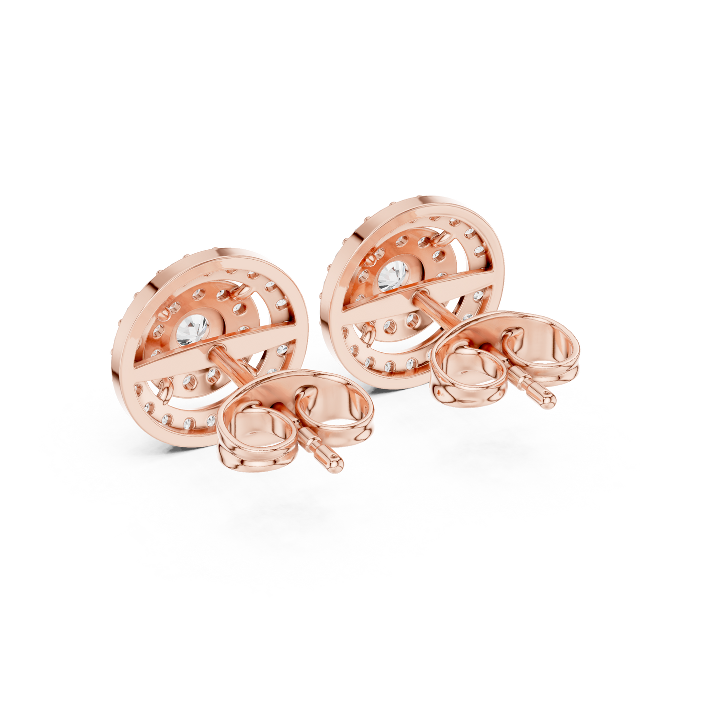 Lumière Multi-Ring Diamond Stud Earrings · Triple-Layer Halo · Fine Gold Luxury by HBPrestige Jewels