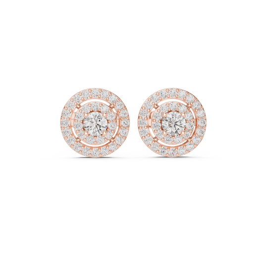 Lumière Multi-Ring Diamond Stud Earrings · Triple-Layer Halo · Fine Gold Luxury by HBPrestige Jewels