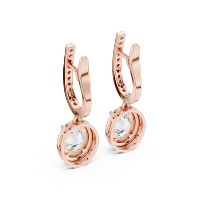 3.34Ct Delicate Oval Halo Drops • Diamond Gold Earrings • Romantic Bridal Jewelry • Elegant Everyday Wear