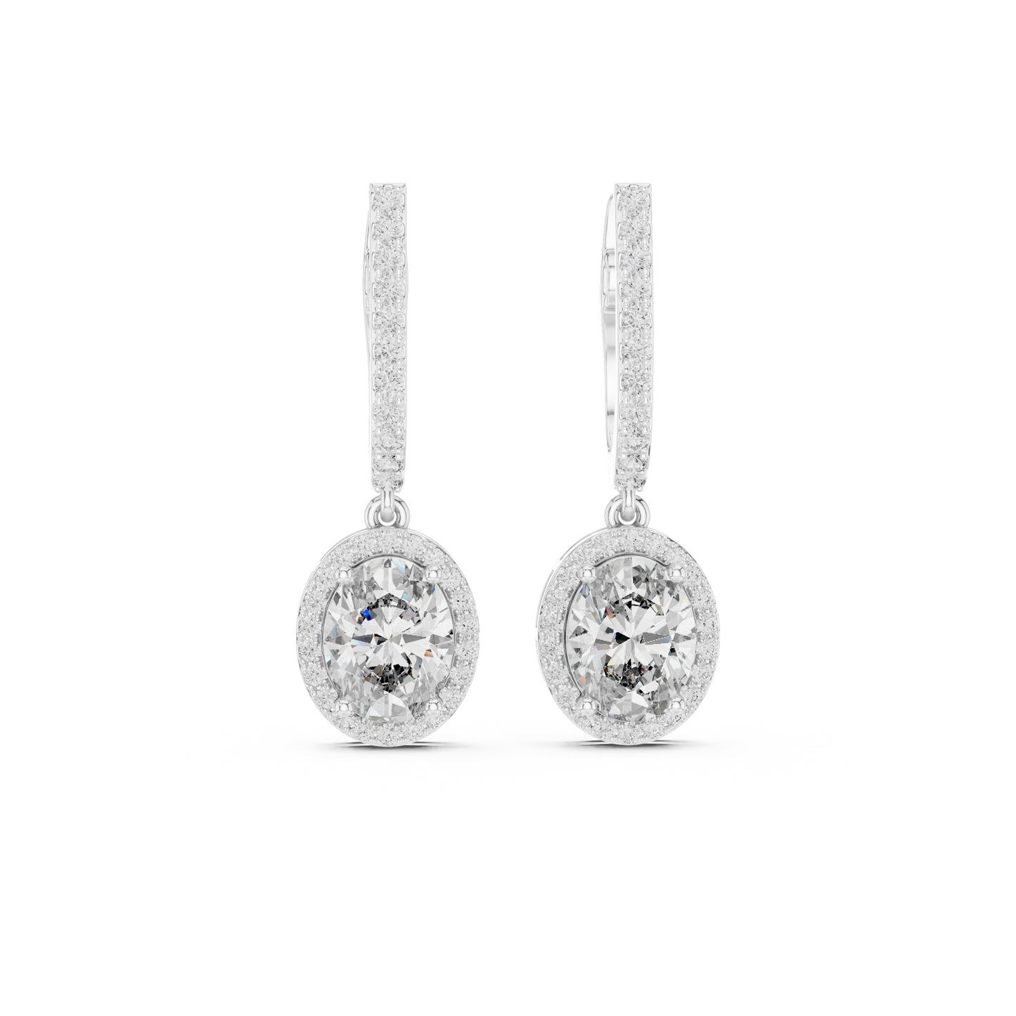 3.34Ct Delicate Oval Halo Drops • Diamond Gold Earrings • Romantic Bridal Jewelry • Elegant Everyday Wear