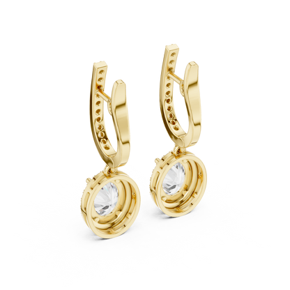 3.34Ct Delicate Oval Halo Drops • Diamond Gold Earrings • Romantic Bridal Jewelry • Elegant Everyday Wear