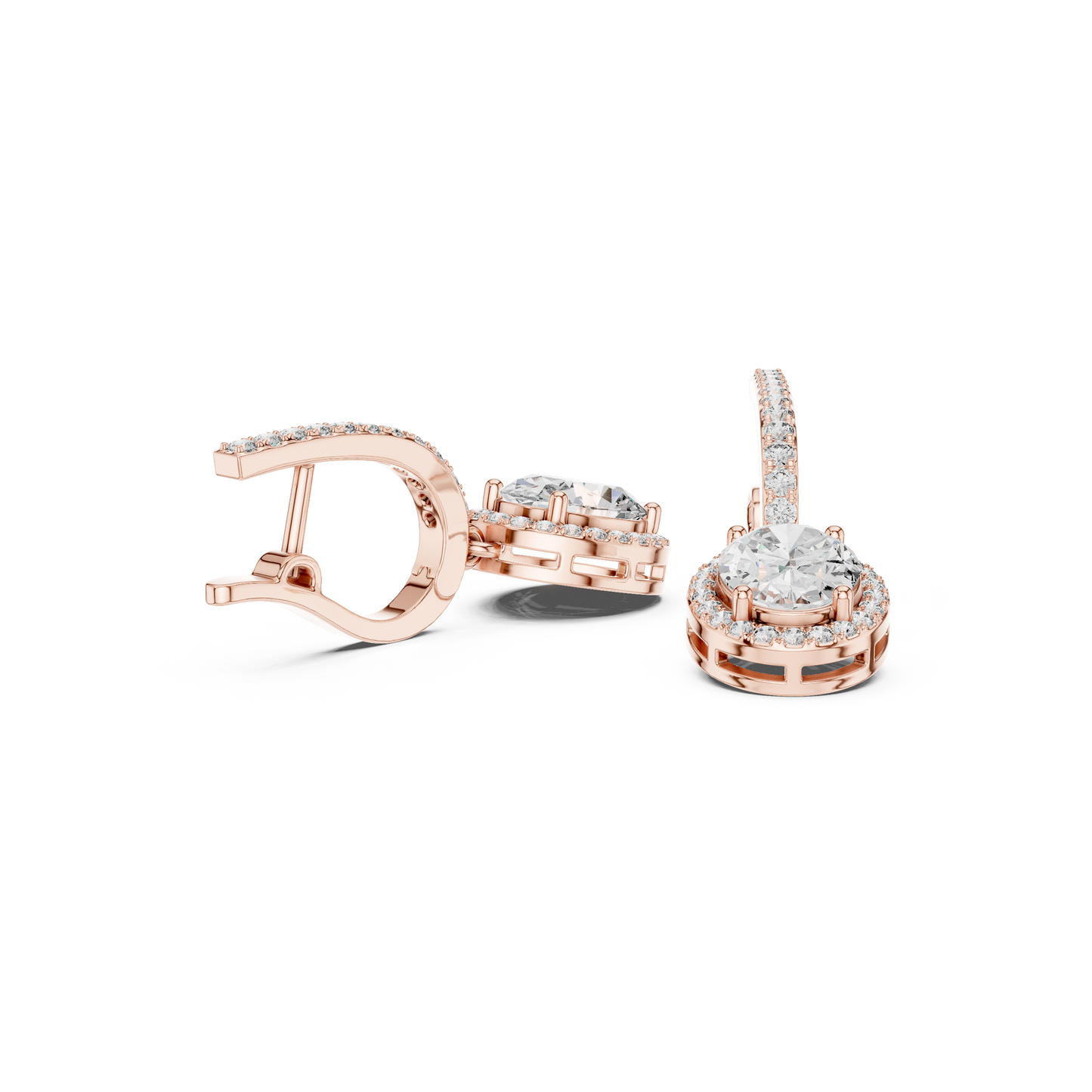 3.34Ct Delicate Oval Halo Drops • Diamond Gold Earrings • Romantic Bridal Jewelry • Elegant Everyday Wear