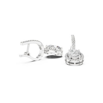 3.34Ct Delicate Oval Halo Drops • Diamond Gold Earrings • Romantic Bridal Jewelry • Elegant Everyday Wear