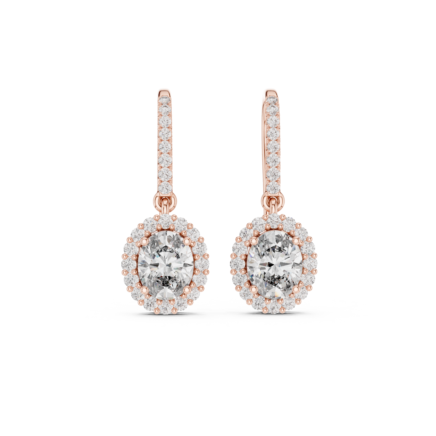 Goddess Glow Oval Drop Earrings • Lux Halo CZ Design • Glam  Bridal & Party Jewelry