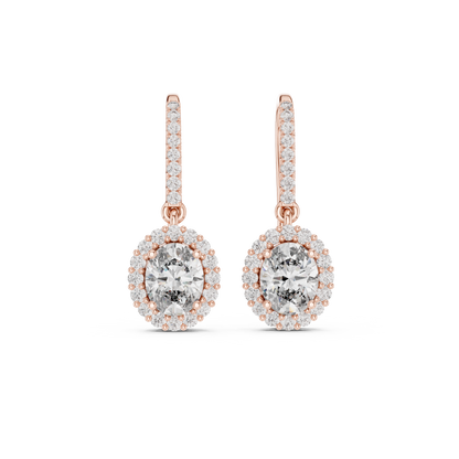 Goddess Glow Oval Drop Earrings • Lux Halo CZ Design • Glam  Bridal & Party Jewelry