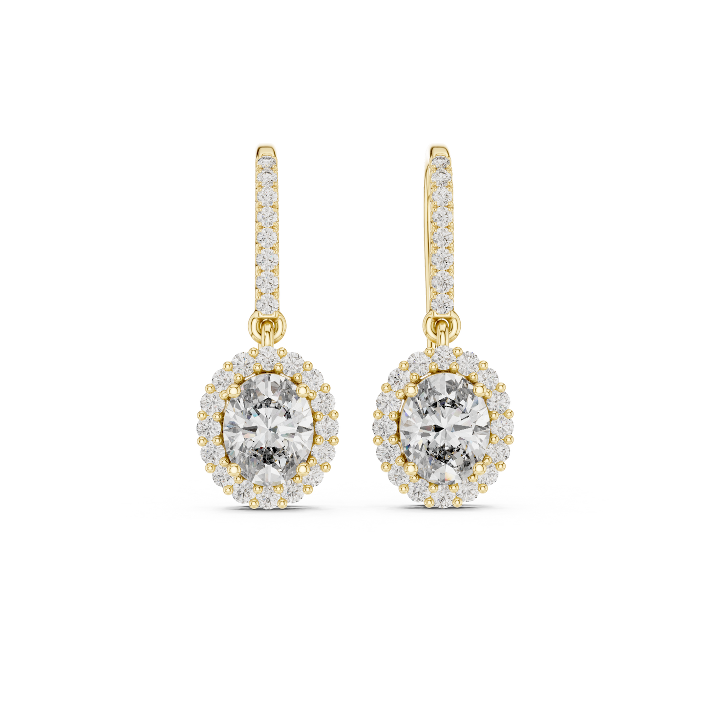 Goddess Glow Oval Drop Earrings • Lux Halo CZ Design • Glam  Bridal & Party Jewelry