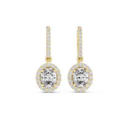 Goddess Glow Oval Drop Earrings • Lux Halo CZ Design • Glam  Bridal & Party Jewelry