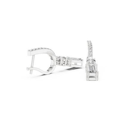 AuroraBeam™ Baguette Diamond Earrings • Rose/White/Yellow Gold Hoops • Luxury Everyday Wear