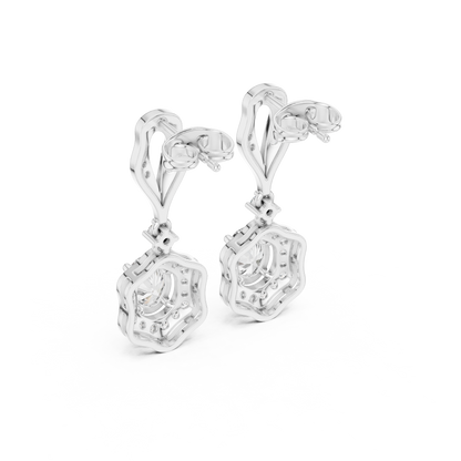 Retro Oval Diamond Earrings – Halo Drop Dangle Earrings – Classic Women’s Fine Jewelry Gift