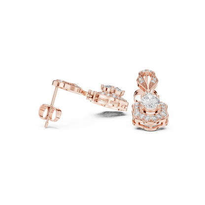 Retro Oval Diamond Earrings – Halo Drop Dangle Earrings – Classic Women’s Fine Jewelry Gift