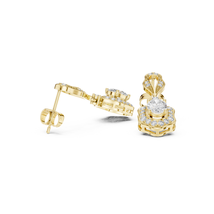 Retro Oval Diamond Earrings – Halo Drop Dangle Earrings – Classic Women’s Fine Jewelry Gift