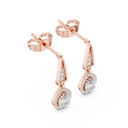 PureAura Pear Halo Earrings – Gold Diamond Drop Studs for Special Occasions - Gift for her