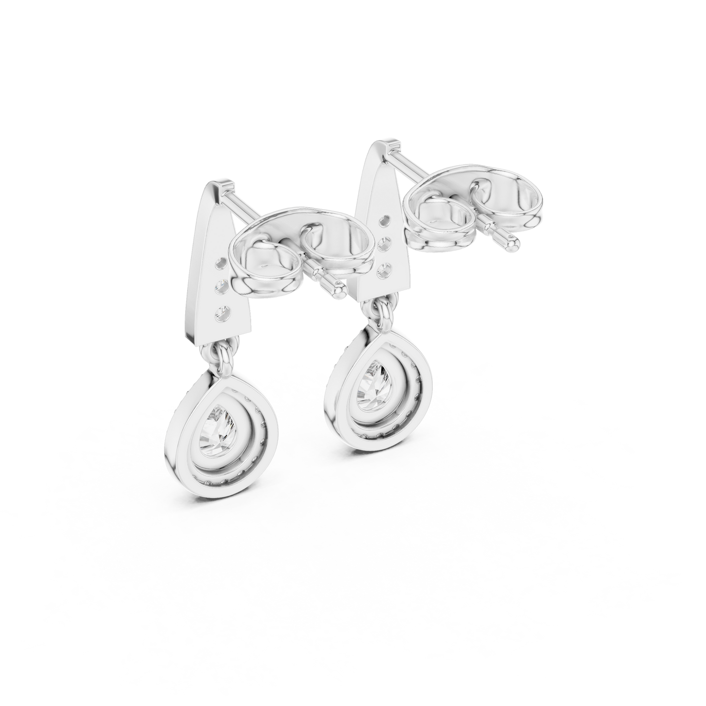 PureAura Pear Halo Earrings – Gold Diamond Drop Studs for Special Occasions - Gift for her