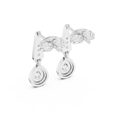 PureAura Pear Halo Earrings – Gold Diamond Drop Studs for Special Occasions - Gift for her