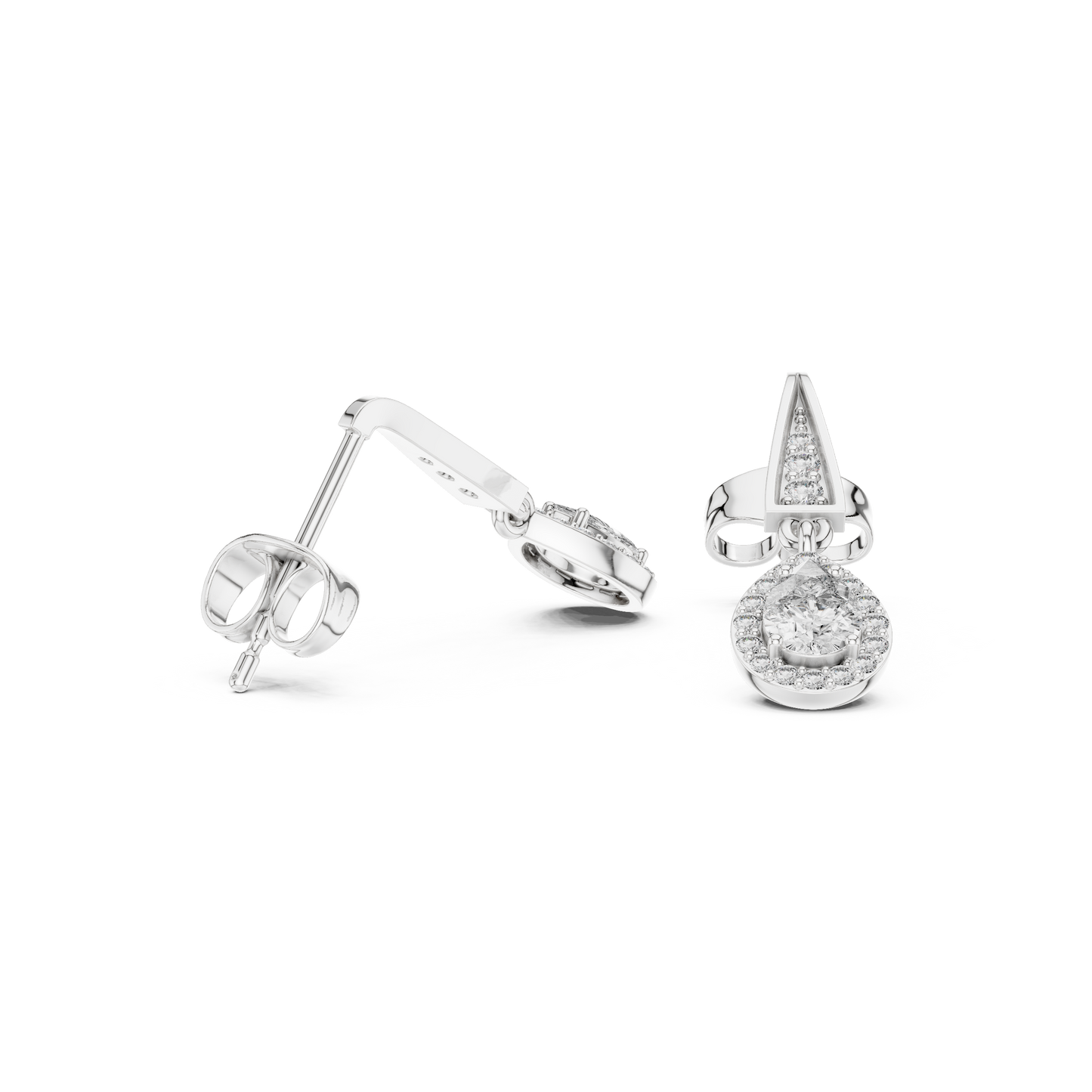 PureAura Pear Halo Earrings – Gold Diamond Drop Studs for Special Occasions - Gift for her