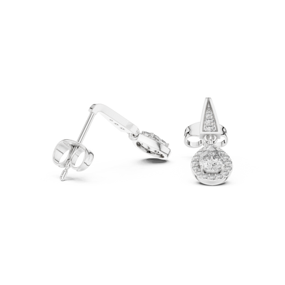 PureAura Pear Halo Earrings – Gold Diamond Drop Studs for Special Occasions - Gift for her