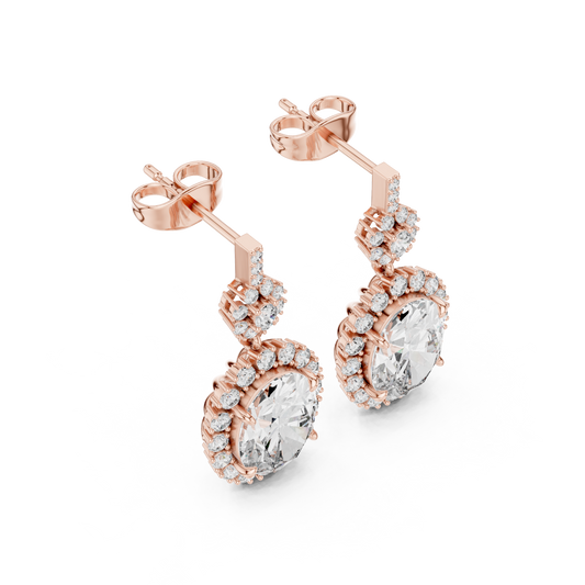 Dynasty Oval Halo Cluster Earrings • Heritage-Inspired Diamond Drops • Iconic Sparkle Design