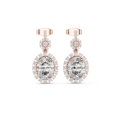 Dynasty Oval Halo Cluster Earrings • Heritage-Inspired Diamond Drops • Iconic Sparkle Design