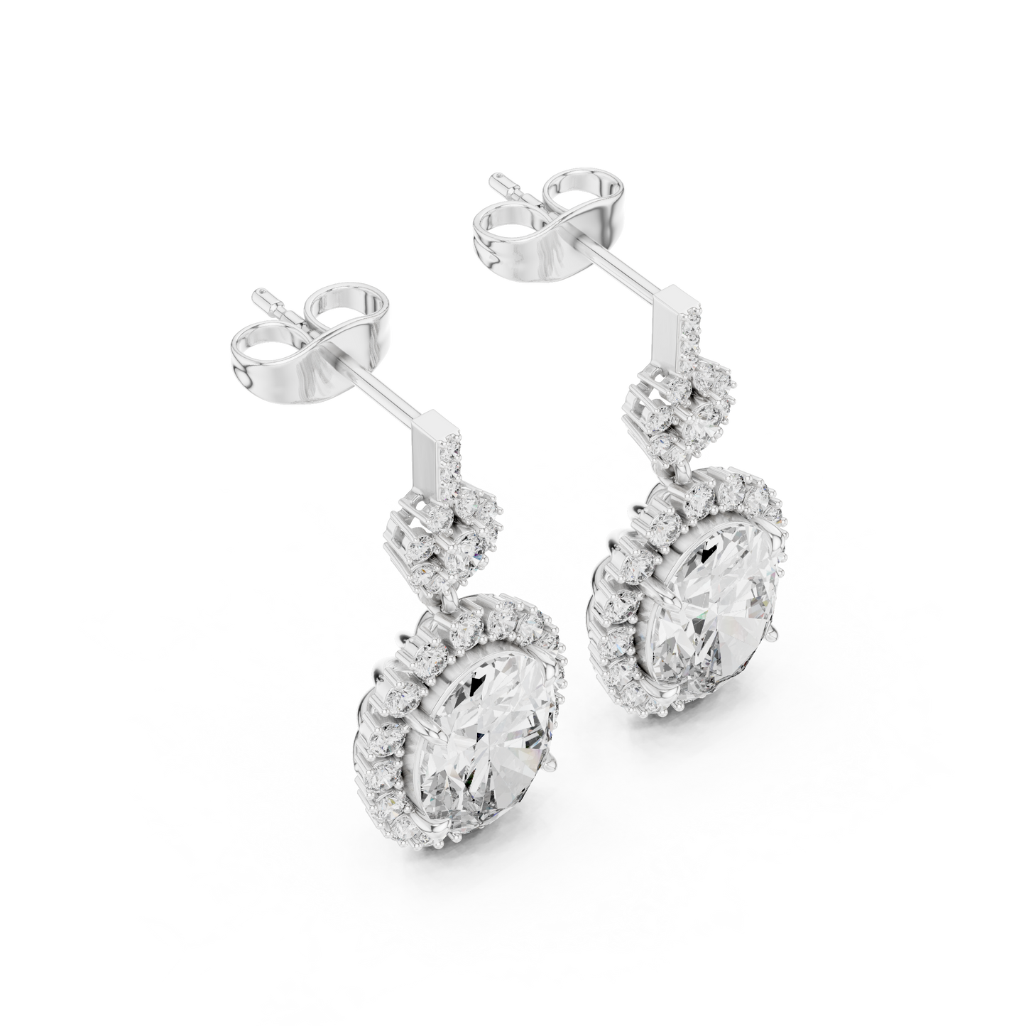 Dynasty Oval Halo Cluster Earrings • Heritage-Inspired Diamond Drops • Iconic Sparkle Design