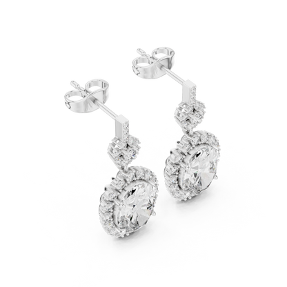 Dynasty Oval Halo Cluster Earrings • Heritage-Inspired Diamond Drops • Iconic Sparkle Design