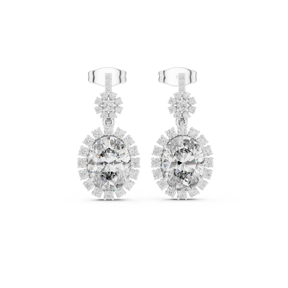 Dynasty Oval Halo Cluster Earrings • Heritage-Inspired Diamond Drops • Iconic Sparkle Design
