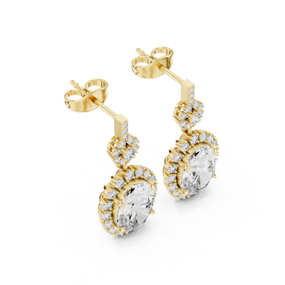 Dynasty Oval Halo Cluster Earrings • Heritage-Inspired Diamond Drops • Iconic Sparkle Design