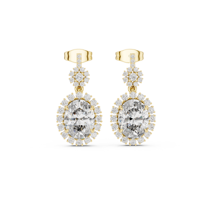 Dynasty Oval Halo Cluster Earrings • Heritage-Inspired Diamond Drops • Iconic Sparkle Design