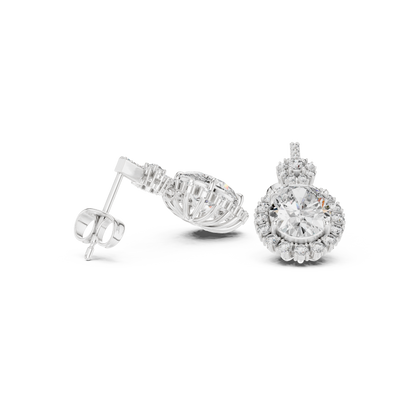Dynasty Oval Halo Cluster Earrings • Heritage-Inspired Diamond Drops • Iconic Sparkle Design
