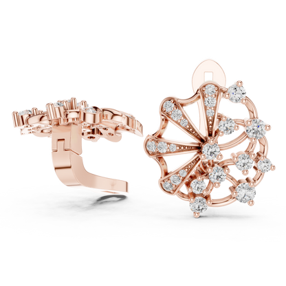 Elegant Floral Rose Earrings • Diamond Fan Exclusive Jewelry •  Unique Bridal Party Accessory