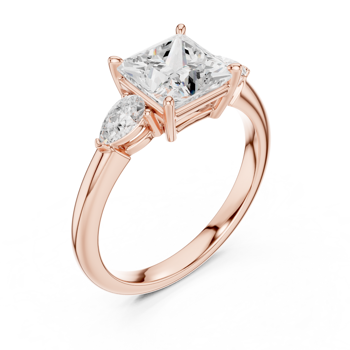 3 Stone Gold Ring Side Profile Detail
