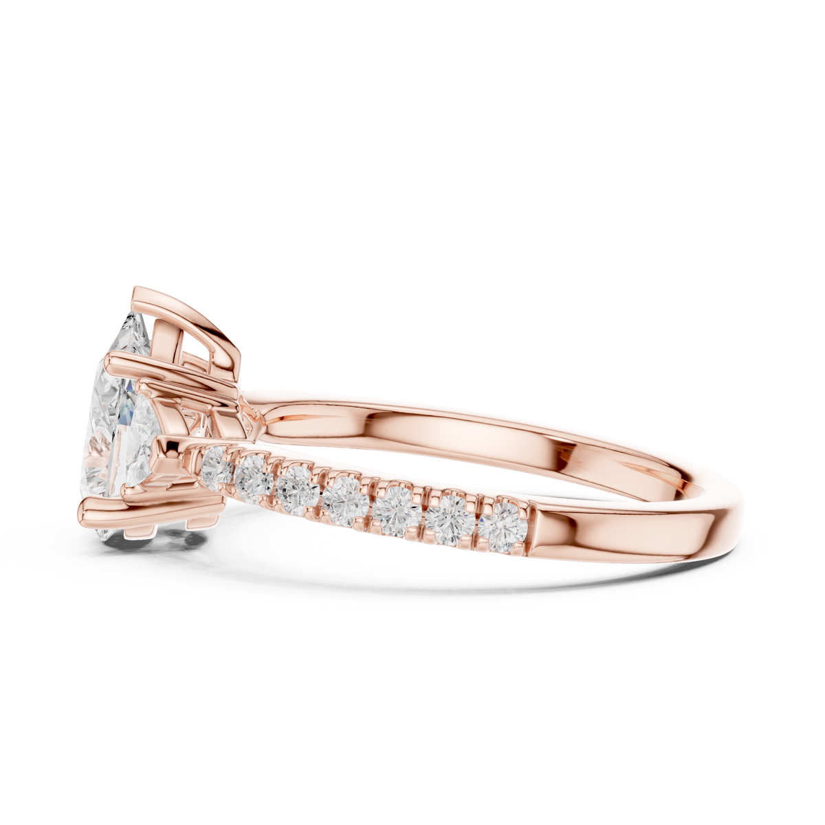 3 Stone Pear Lab Diamond Ring Under Gallery Detail