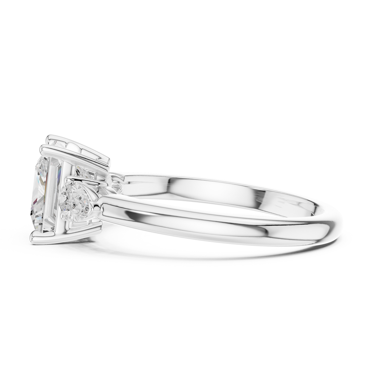 3 Stone Ring Stacked With Wedding Band