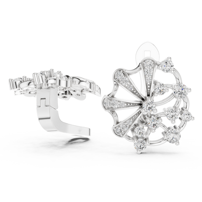 Elegant Floral Rose Earrings • Diamond Fan Exclusive Jewelry •  Unique Bridal Party Accessory