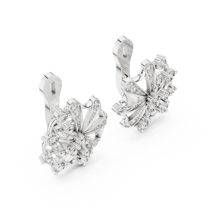 Elegant Floral Rose Earrings • Diamond Fan Exclusive Jewelry •  Unique Bridal Party Accessory