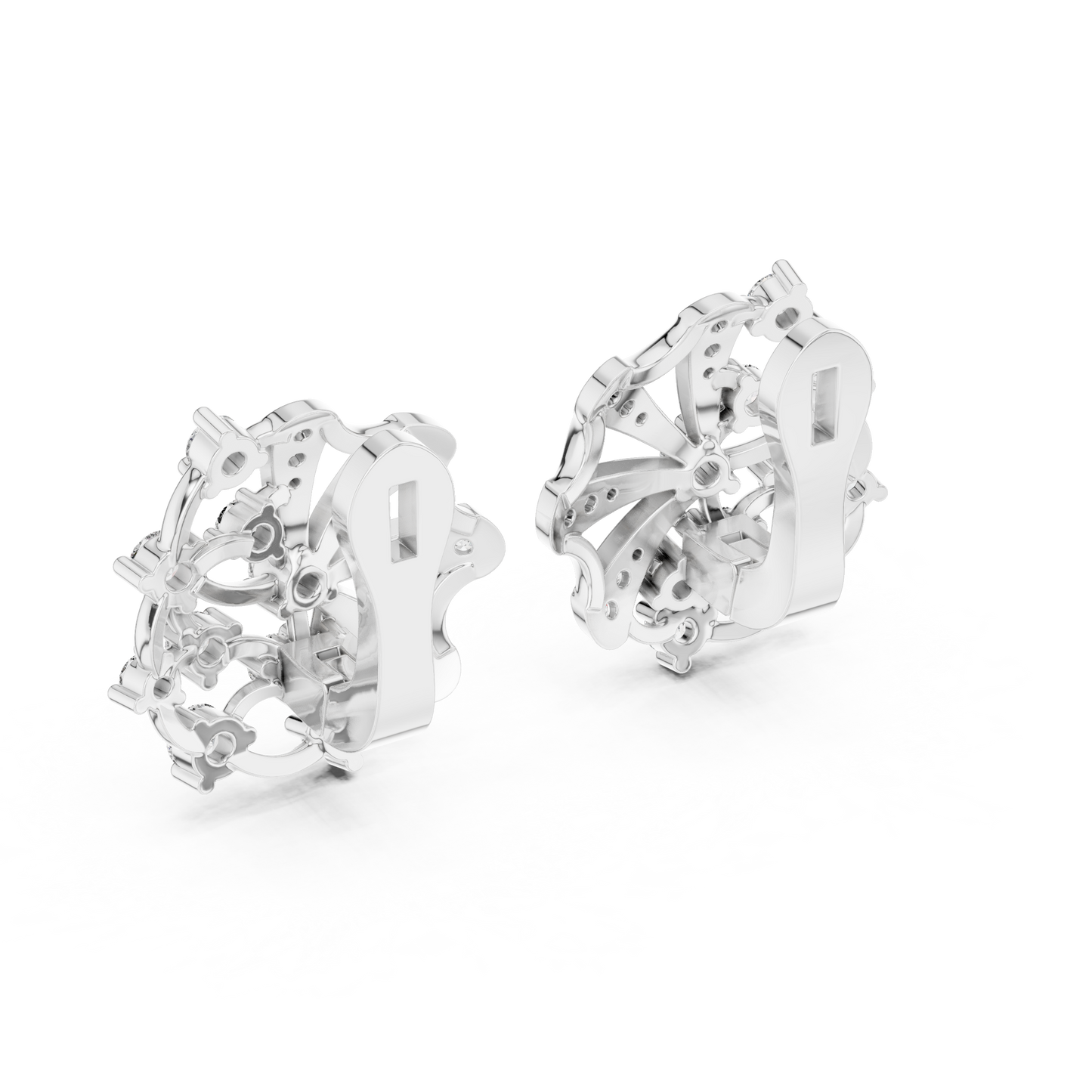 Elegant Floral Rose Earrings • Diamond Fan Exclusive Jewelry •  Unique Bridal Party Accessory