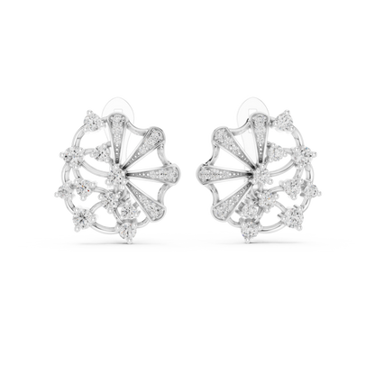 Elegant Floral Rose Earrings • Diamond Fan Exclusive Jewelry •  Unique Bridal Party Accessory