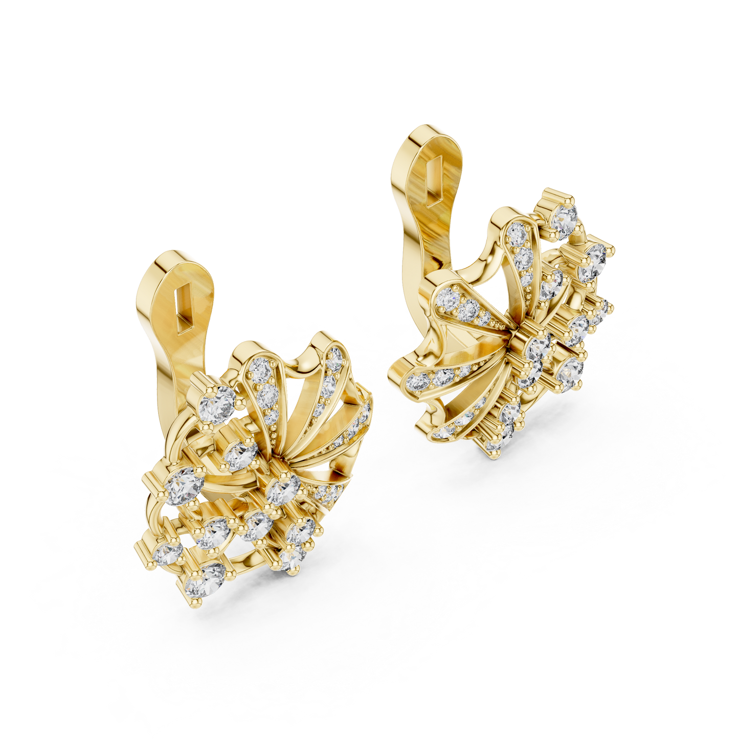 Elegant Floral Rose Earrings • Diamond Fan Exclusive Jewelry •  Unique Bridal Party Accessory